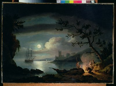 Teignmouth by moonlight by Thomas Luny